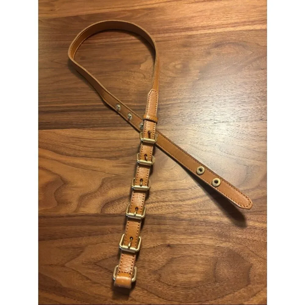 J. Crew Vintage Funky Brown Leather Buckle Belt - L - Picture 3 of 7